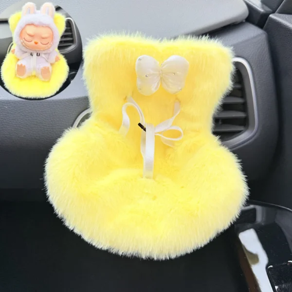 17cm Handmade Plush Yellow Sofa Cushion for Labubu Dolls - Fits V1/V2/V3 | Labubu Doll Accessories