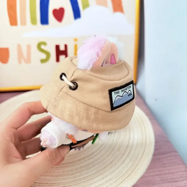 Handmade Floral Straw Hat for Labubu Doll - Closeup of Floral Ribbon, Bow & Weave Texture Details