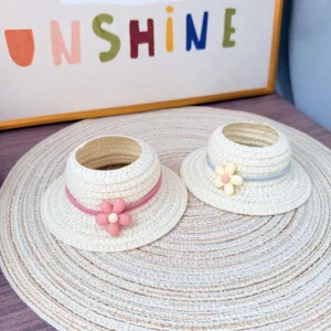 17cm Labubu Doll Straw Hat in Style3 - Handmade, Adjustable for V1/V2/V3