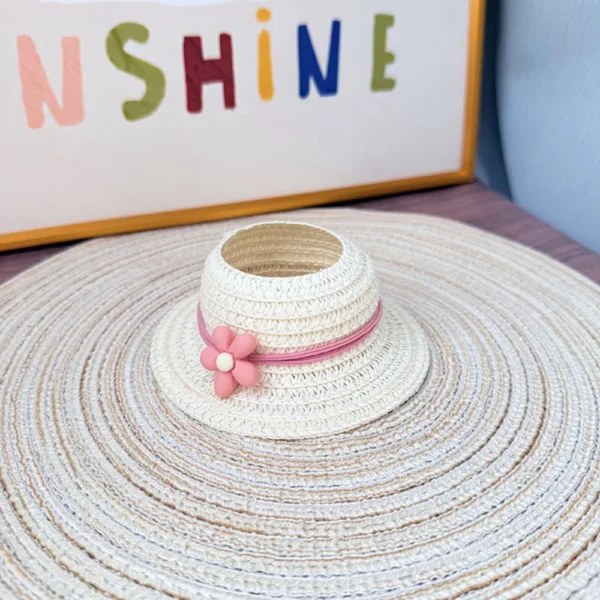 Cute Labubu Doll Straw Hat Accessories With Pink Flower | Labubu Doll Clothing & Accessories
