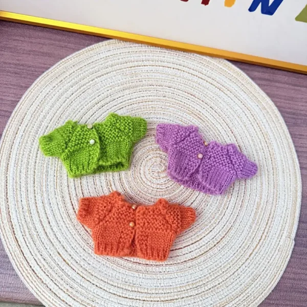 Labubu Doll Handmade Sweater - All Colors (Green/Orange/Purple) SKU Display with Size Label