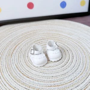 17cm Cute White Cartoon Leather Shoes Accessory for Labubu Dolls - Handmade Faux Leather Shoes with Cartoon Patches | Labubu Doll Accessories
